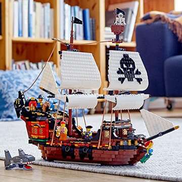 LEGO Creator 3 in 1 Pirate Ship Building Set, Kids can Rebuild The Pirate Ship into an Inn or Skull Island, Features 4 Minifigures and Shark Toy, Makes a Great Gift for Kids Ages 9+ Years Old, 31109