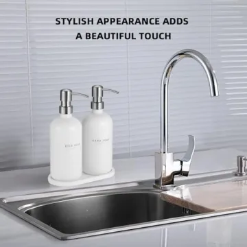 Modern Glass Soap Dispenser Set with Tray and Custom Labels