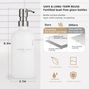 Modern Glass Soap Dispenser Set with Tray and Custom Labels