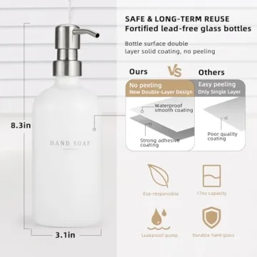 Modern Glass Soap Dispenser Set with Tray and Custom Labels
