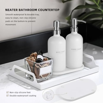Modern Glass Soap Dispenser Set with Tray and Custom Labels
