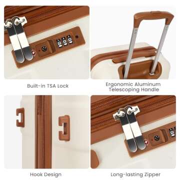 TILYMOL 3 Piece Luggage Set with TSA Lock & Spinner Wheels