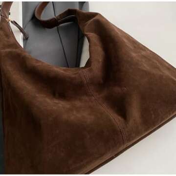 Trendy Suede Crescent Shoulder Bag for Women – Fashionable Purse