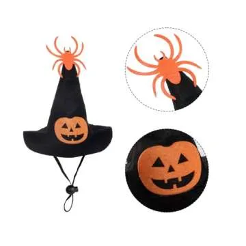 2 Pcs Cat Halloween Witch Costume Suit - Pet Witch Pumpkin Hat and Tutu Collar, Cute Cat Outfit for Cats and Small Dogs
