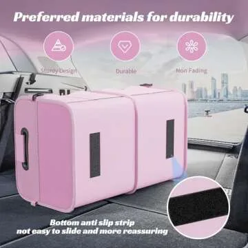 Sposuit Trunk Organizer for Car - Collapsible Car Storage with 11 Pockets & Reinforced Handles, SUV Trunk Organizers for Grocery Cargo(Pink)