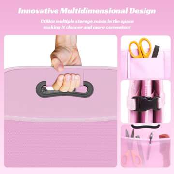 Sposuit Trunk Organizer for Car - Collapsible Car Storage with 11 Pockets & Reinforced Handles, SUV Trunk Organizers for Grocery Cargo(Pink)