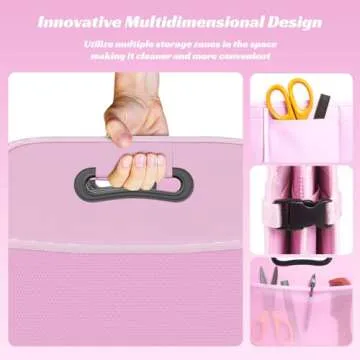 Sposuit Trunk Organizer for Car - Collapsible Car Storage with 11 Pockets & Reinforced Handles, SUV Trunk Organizers for Grocery Cargo(Pink)