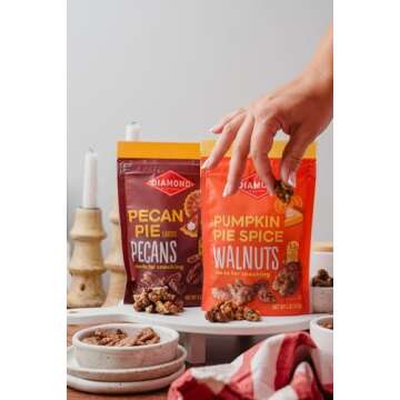 Flavored Pecan Snack Nuts: Our seasoned sweet pecans are made with a lightly sweetened glaze for satisfying crunch; Ready to be enjoyed straight from the bag, they make a great protein snack or healthy kids' snack; Enjoy 4 servings per bag