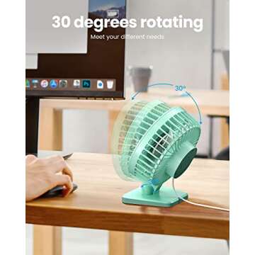 Gaiatop USB Desk Fan, Small But Powerful, Personal Portable Quiet 3 Speeds, Adjustment Mini Table Desktop for Better Cooling Home Office Car Indoor Outdoor Green