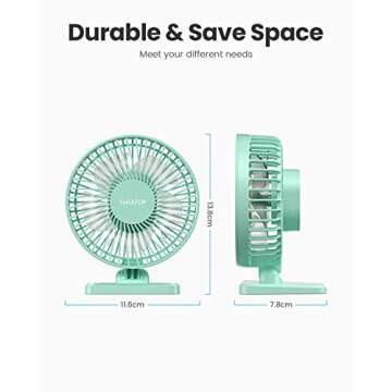Gaiatop USB Desk Fan, Small But Powerful, Personal Portable Quiet 3 Speeds, Adjustment Mini Table Desktop for Better Cooling Home Office Car Indoor Outdoor Green