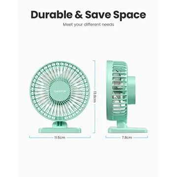 Gaiatop USB Desk Fan, Small But Powerful, Personal Portable Quiet 3 Speeds, Adjustment Mini Table Desktop for Better Cooling Home Office Car Indoor Outdoor Green