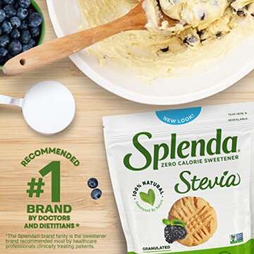 SPLENDA Stevia Zero Calorie Sweetener for Baking, Plant Based Sugar Substitute Granulated Powder, 7.8 oz Resealable Pouch
