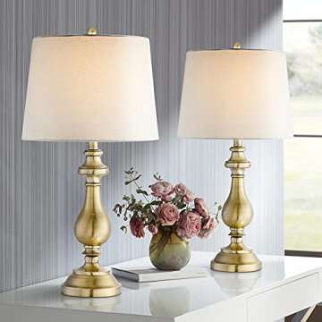 Regency Hill Fairlee Traditional Candlestick Style Table Lamps 26" High Set of 2 Antique Brass Gold ...