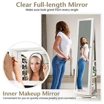 COSTWAY 360 Rotating Jewelry Armoire with Full Length Mirror