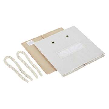 Onlycube Hadioo 3 Pack Foldable Bamboo Fabric Storage Bins for Cube Organizer with Cotton Rope Handles, Collapsible Basket Box Organizer for Shelves and Closet- Beige 13x13x13 inch