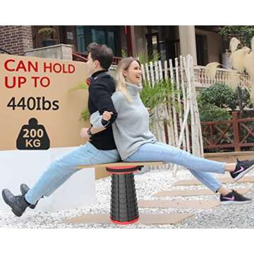 ALEVMOOM Telescoping Stool with Cushion,Portable Collapsible Stool More Sturdy Capacity 440Ib,Retrac...