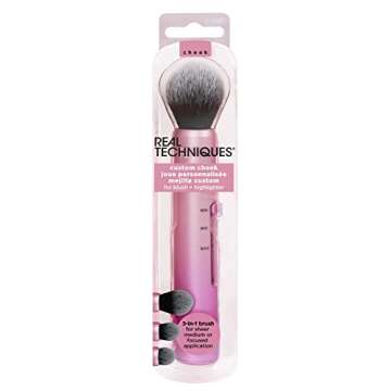 Real Techniques Custom Slide Makeup Brush Cheek Kit For Blush, Bronzer, and Highligher, 3 Settings f...