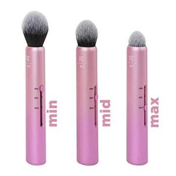 Real Techniques Custom Slide Makeup Brush Cheek Kit For Blush, Bronzer, and Highligher, 3 Settings for Sheer, Medium, or Focused Application