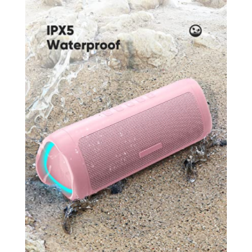 Bluetooth Speaker, IPX5 Waterproof Speaker with HD Sound, Up to 20H Playtime, TWS Pairing, BT5.3, Portable Wireless Speakers for Home/Party/Outdoor/Beach, Electronic Gadgets, Birthday Gift (Pink)