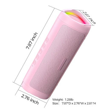 Bluetooth Speaker, IPX5 Waterproof Speaker with HD Sound, Up to 20H Playtime, TWS Pairing, BT5.3, Portable Wireless Speakers for Home/Party/Outdoor/Beach, Electronic Gadgets, Birthday Gift (Pink)