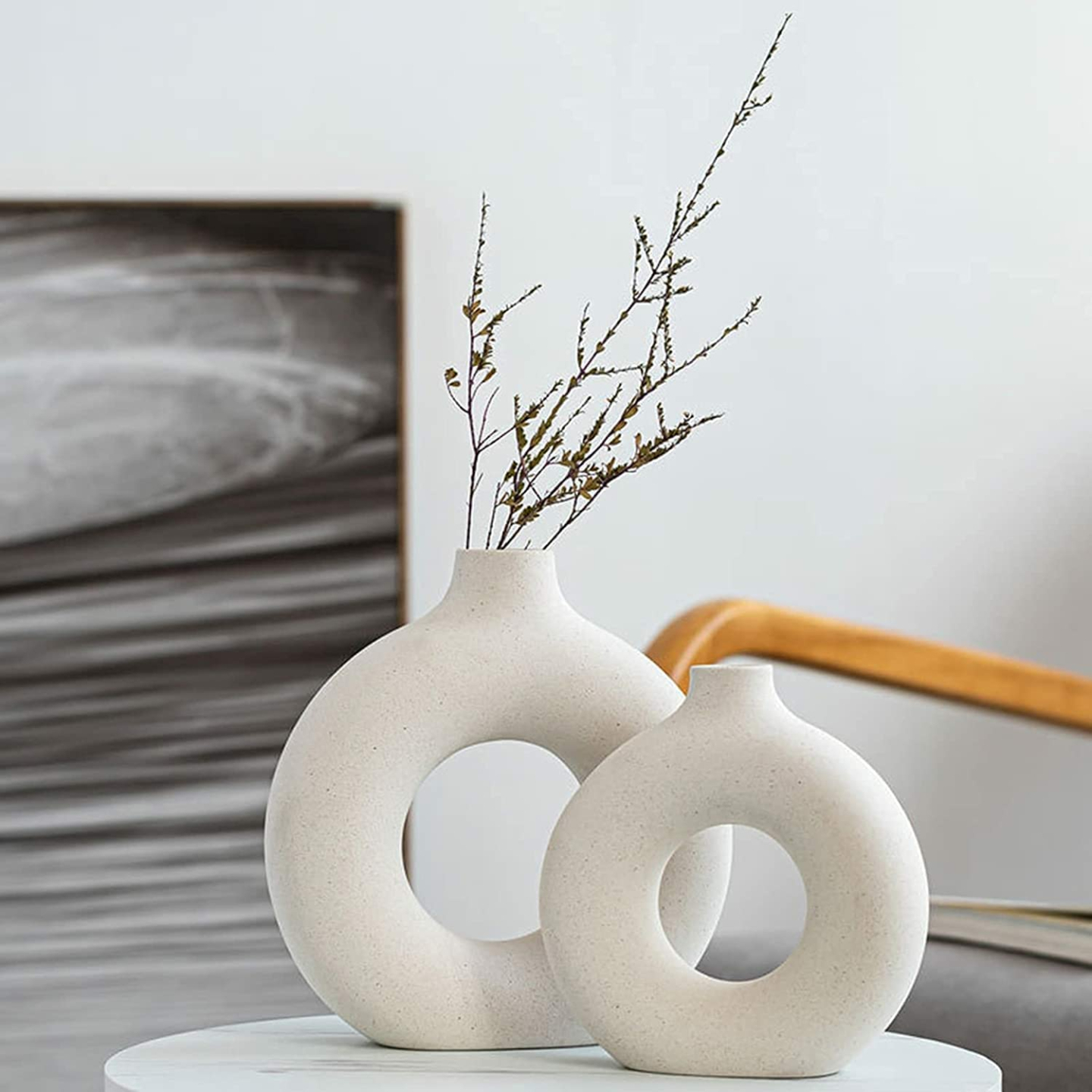White Ceramic Vase Set for Modern Home Decor