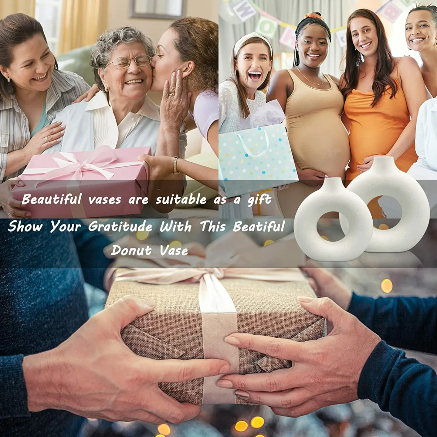 White Ceramic Vase Set for Modern Home Decor