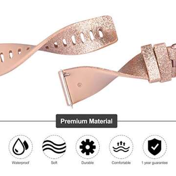 Tobfit Sport Bands Compatible with Fitbit Versa 2/Versa/Versa Lite/Versa SE, Soft TPU Wristbands Accessories for Women Men (Glitter Rose Gold, Small)