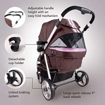 Double Dog Strollers for Large Dogs up to 77 Ibs, Aluminum Frame, 4-Wheel with Suspension