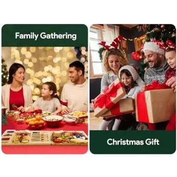 Easoger Bamboo Charcuterie Boards and Knife Set, 3 in 1 Magnetic Extra Large Cheese Board with 3 Bowls, Wedding Gifts, Christmas Gifts, House Warming Gifts for Couples