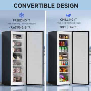 BANGSON Upright Freezer, 7.0 Cu.ft Stand Up Freezer, Convertible Upright Freezer/Refrigerator, Singl...