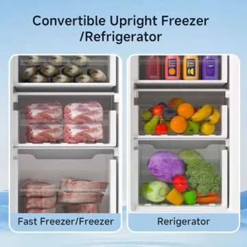 BANGSON Upright Freezer, 7.0 Cu.ft Stand Up Freezer, Convertible Upright Freezer/Refrigerator, Single Door for Kitchen,Garage, Office, Apartment, Silver