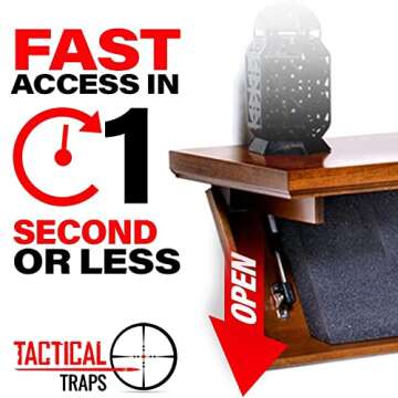 Tactical Traps Patriot 35S Compact Gun Shelf with Trap Door | Compact Firearm Storage with RFID Lock | Easy Installation | Secure & Safe Compartment | 22 ½ ” X 10 ¼” X 4”