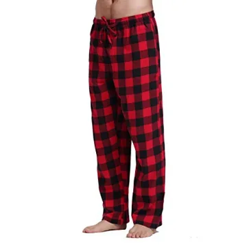 CYZ Men's Soft Cotton Flannel Pajama Pants - Black Red Gingham