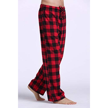 CYZ Men's Soft Cotton Flannel Pajama Pants - Black Red Gingham
