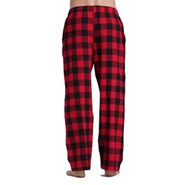 CYZ Men's Soft Cotton Flannel Pajama Pants - Black Red Gingham