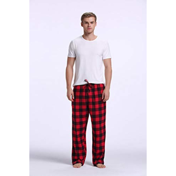 CYZ Men's Soft Cotton Flannel Pajama Pants - Black Red Gingham