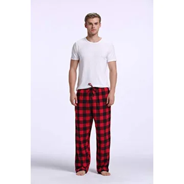 CYZ Men's Soft Cotton Flannel Pajama Pants - Black Red Gingham