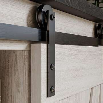 OLD CAPTAIN 32" Farmhouse Coffee Bar Cabinet with Sliding Barn Door, Wooden Cabinet with Adjustable Shelves, Versatile Storage for Kitchen, Dining, Living Room, White