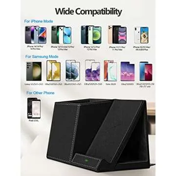 2-in-1 Pen Holder with Wireless Charger, Compatible with iPhone 16/15/14/13/12/11/8 Series, Pencil Holder Phone Stand for Desk Home Office, Men Gift Husband Wife Anniversary Dad Birthday Idea Gadget