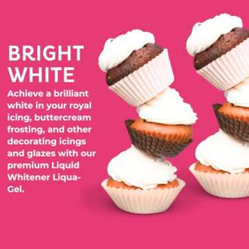 Liquid Whitener Liqua-Gel Food Coloring | Brighter Whites & Pastels | Professional-Grade Dye | Icing, Frosting, Candy Apples | 16 oz