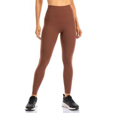 Ukaste Women's Studio Essential High-Rise Yoga Leggings 25" - Soft Stretch Workout Active Tights Pants (Burnt Umber, 6)