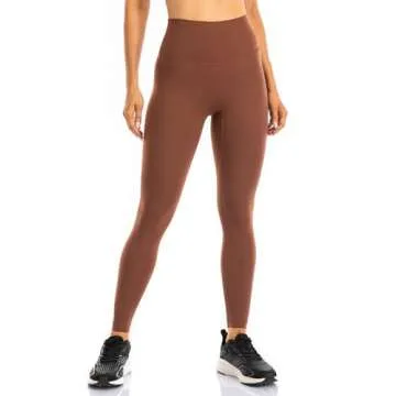 Ukaste Women's Studio Essential High-Rise Yoga Leggings 25" - Soft Stretch Workout Active Tights Pants (Burnt Umber, 6)