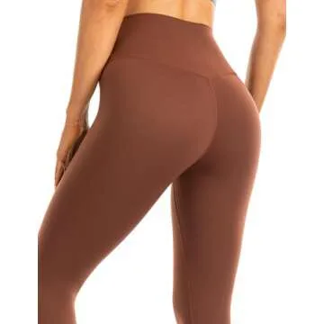 Ukaste Women's Studio Essential High-Rise Yoga Leggings 25" - Soft Stretch Workout Active Tights Pants (Burnt Umber, 6)