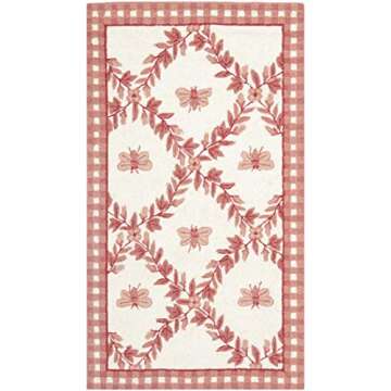 SAFAVIEH Chelsea Collection Accent Rug - 2'9" x 4'9", Ivory & Rose, Hand-Hooked French Country Wool,...