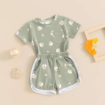 Cute Toddler Baseball Outfit Summer Clothes for Ages 2-3