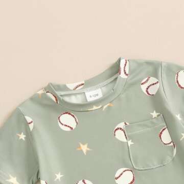 Cute Toddler Baseball Outfit Summer Clothes for Ages 2-3