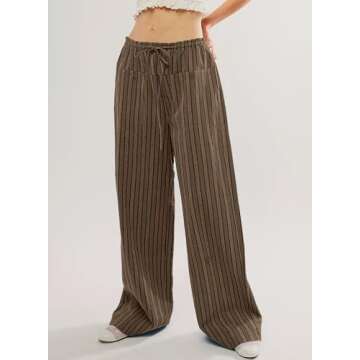 Acelitt Women's Casual Striped Pants for Stylish Comfort