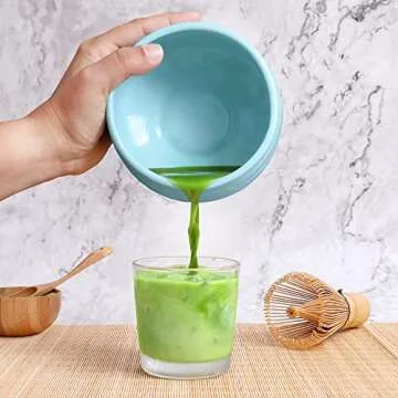 Green Hearted Roots Ceramic Matcha Bowl - Large Ceremonial Japanese Green Tea Cup