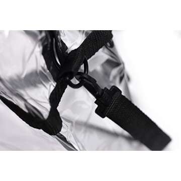 Handy Laundry Clear Tote Bag Stadium Approved - Shoulder Straps and Zippered Top. Perfect Clear Bag for Work, Sports Games and Concerts. Meets Stadium Tournament Guidelines. (Black)