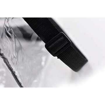 Handy Laundry Clear Tote Bag Stadium Approved - Shoulder Straps and Zippered Top. Perfect Clear Bag for Work, Sports Games and Concerts. Meets Stadium Tournament Guidelines. (Black)